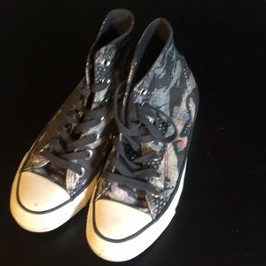 Final Price Drop! Gray galaxy camo Converse